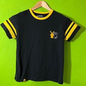 Small Dutch Bros Coffee T Shirt Black Yellow Stripe Accent Size 100% Cotton‎